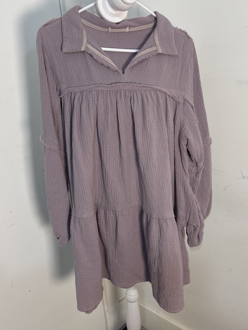 Free People "Sunchild Pullover" Dress/Tunic Medium Oversized Lavender Pockets